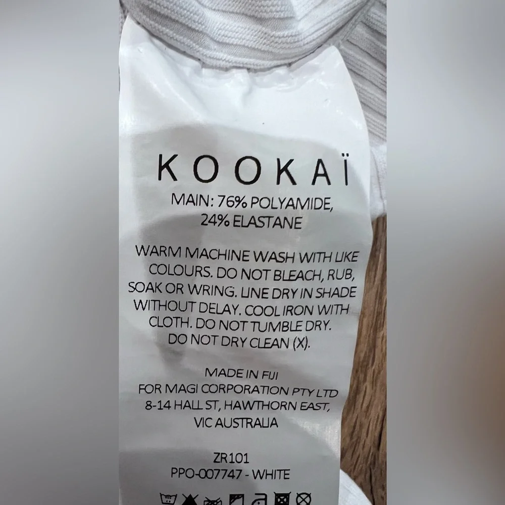 Kookai White Ribbed Double Lined Tank Top